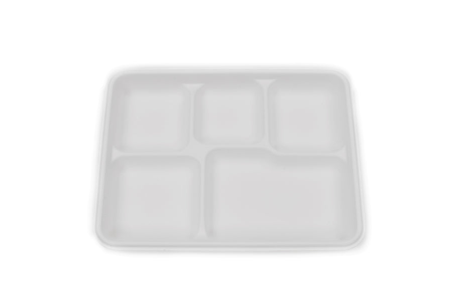 5 Compartment Sugarcane Bagasse Plate