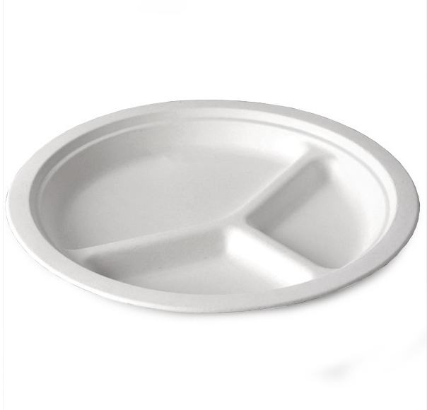 3 Compartment Sugarcane Bagasse Plate